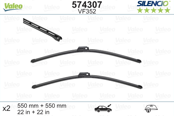 Automobilinis valytuvai VALEO SILENCIO MERCEDES-BENZ FLAT BLADE, 550/550