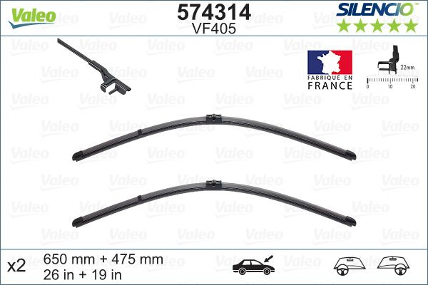 Automobilinis valytuvai VALEO SILENCIO FLAT BLADE, 650/475 mm
