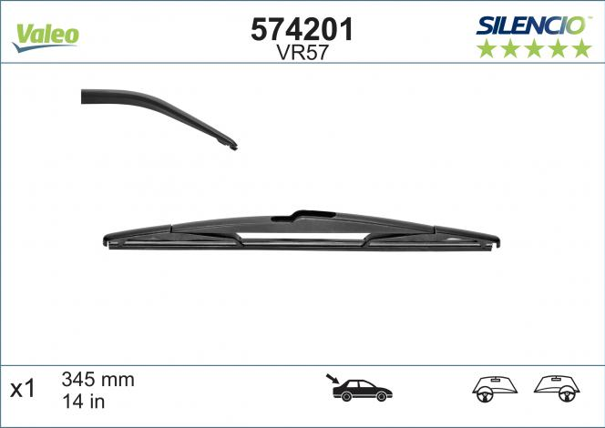 Automobilinis valytuvas VALEO SILENCIO HONDA, INFINITI, MAZDA, MITSUBISHI, SUBARU, NISSAN VR57, 345 mm