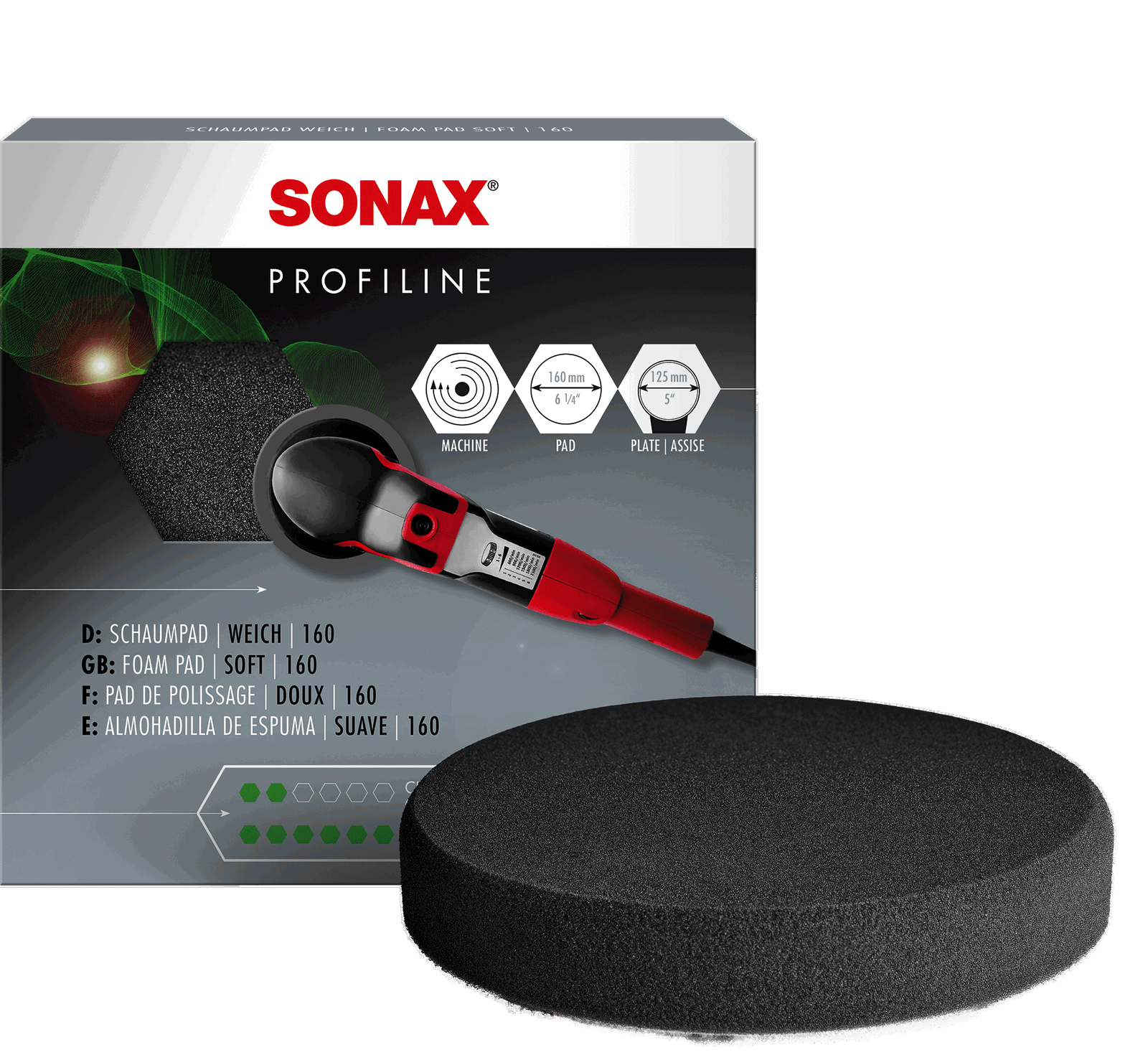 Minkštas pilkas poliravimo padas SONAX, 160mm