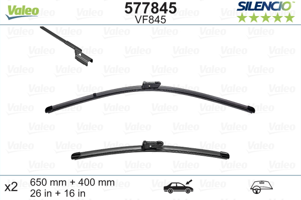 Automobilinis valytuvas VALEO SILENCIO TOYOTA FLAT BLADE, 650/400 mm