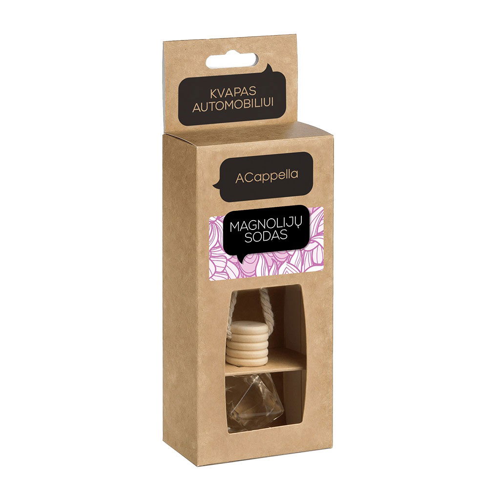 Automobilinis oro gaiviklis ACAPPELLA Magnolijų sodas, stiklinis daugiakampis, 7 ml