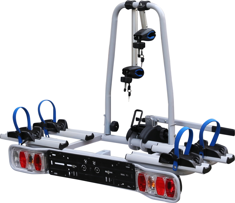 2 dviračių, elektrinių dviračių laikiklis ALBURNUS, su atlenkimo mechanizmu ir rankena