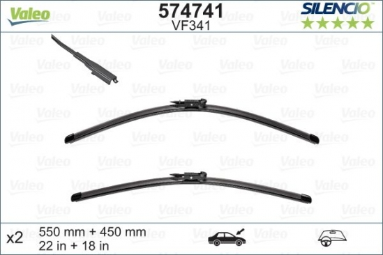 Automobilinis valytuvas VALEO SILENCIO FLAT BLADE, 550/450 mm