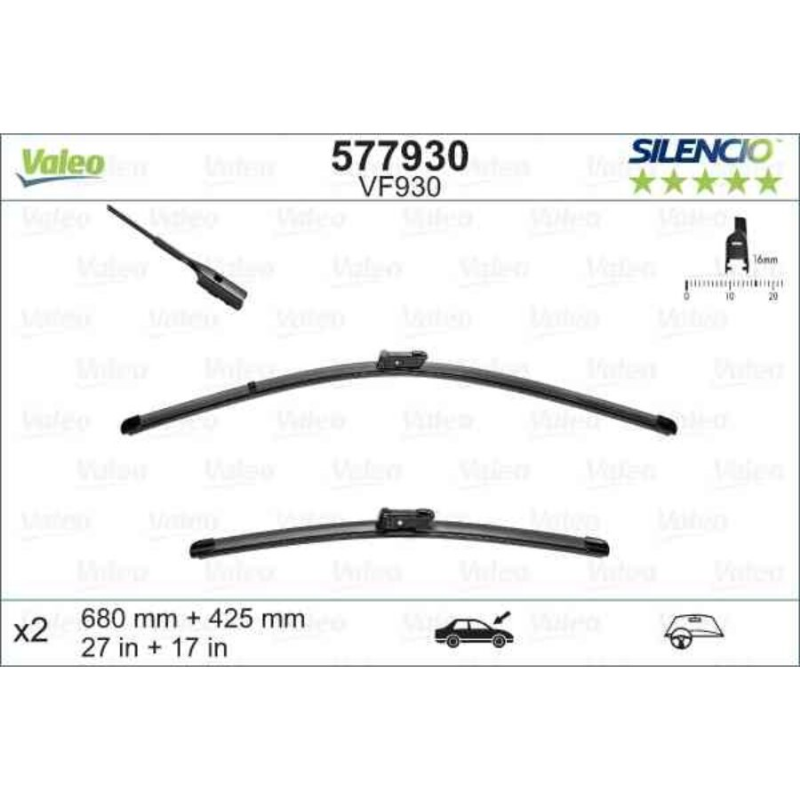 Automobilinis valytuvas VALEO SILENCIO FB OE LHD VF930 KIT, 680/425 mm