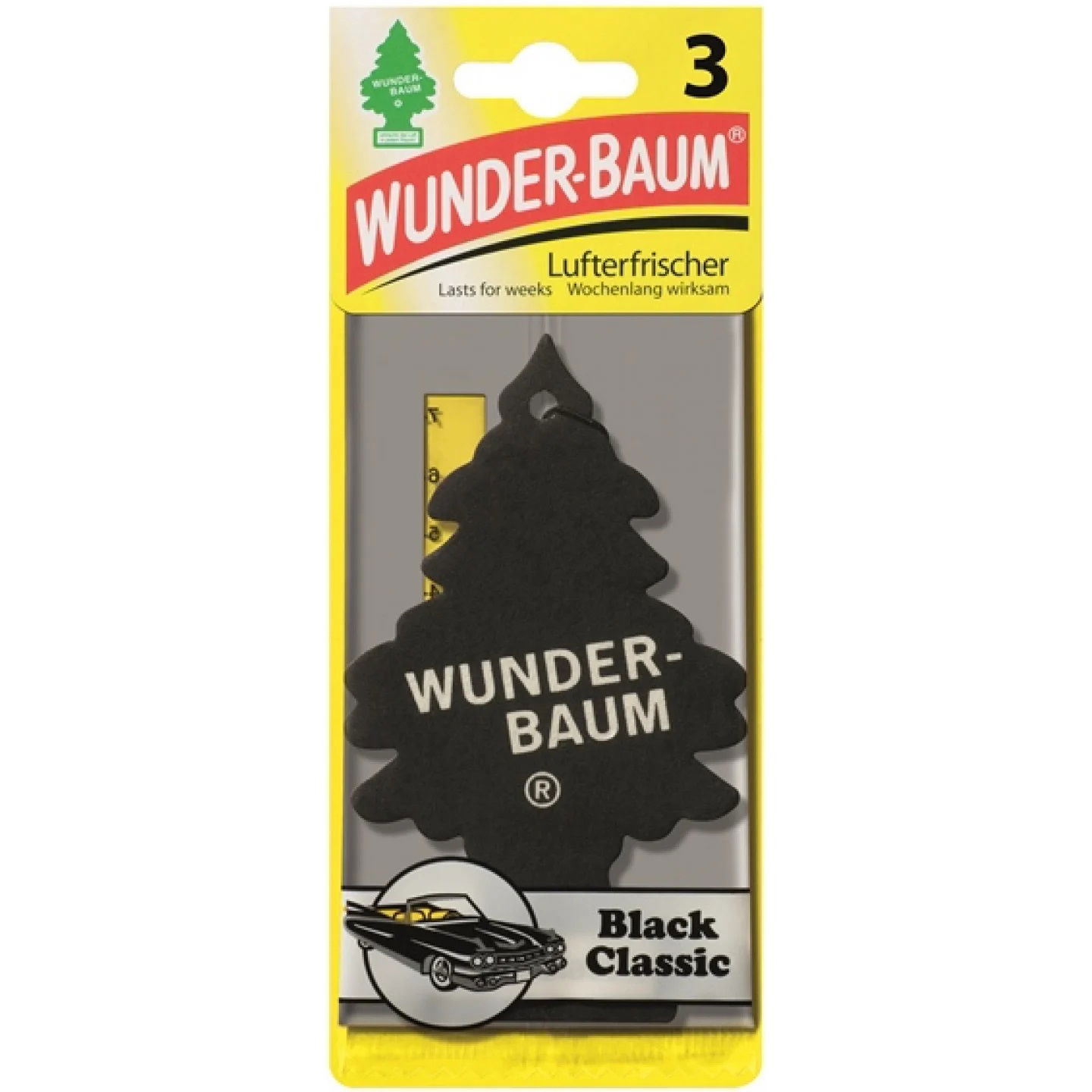 Automobilinis oro gaiviklis WUNDER-BAUM TREE Black Classic, 3 vnt