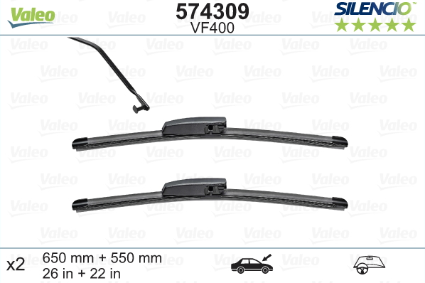 Automobilinis valytuvas VALEO SILENCIO RENAULT FLAT BLADE, 650/550 mm