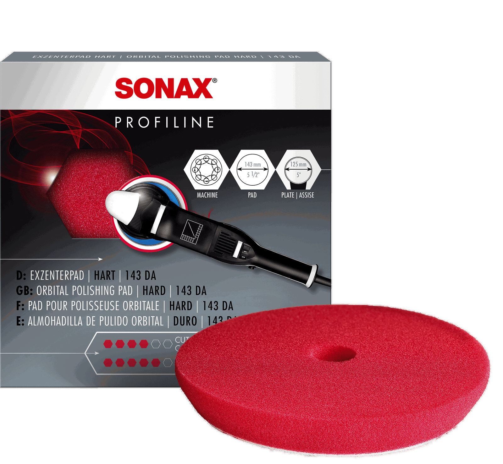 Kietas poliravimo padas orbitinei mašinėlei SONAX, DA 143mm