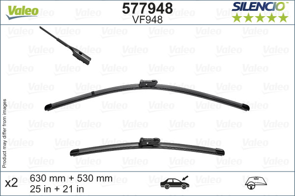 Automobilinis valytuvas VALEO SILENCIO, SKODA KODIAQ, 630/530 mm