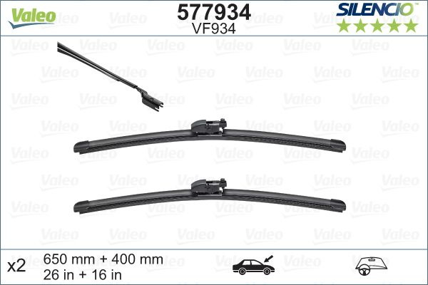 Automobilinis valytuvas VALEO SILENCIO FB OE LHD VF934 KIT, 650/400 mm