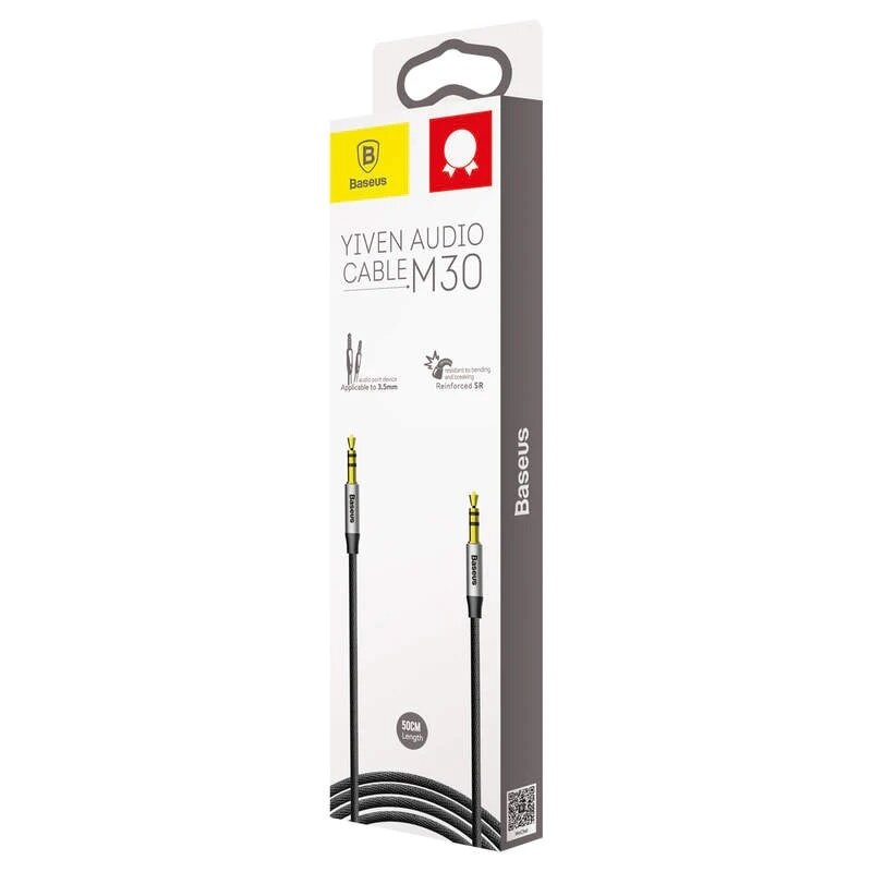 Baseus Yiven M30 Audio Cable 1,5m, 2x 3.5mm Mini Jack, Black / Silver