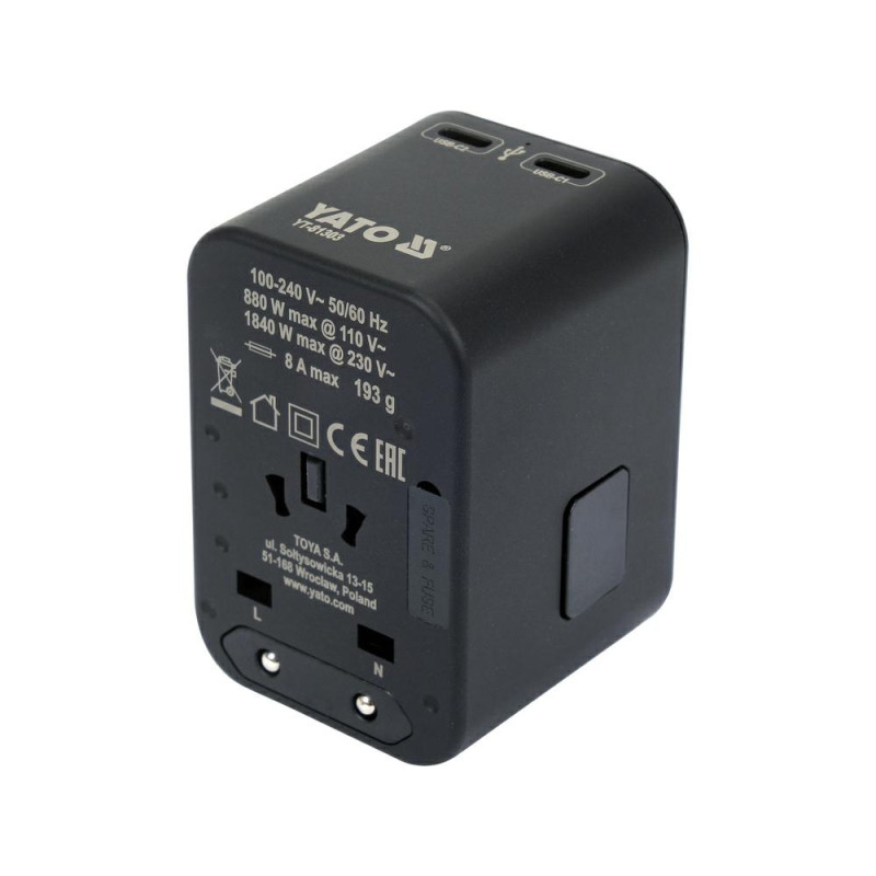 YT-81303 YT.TRAVEL ADAPTER UNIW. USB / USB-C 65W