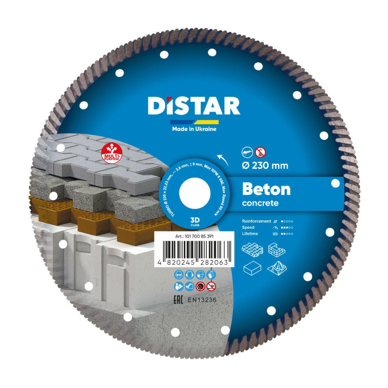 10170085391 DISTAR DIAMOND BETON PRO diskas 230 x 2,6 x 22,23 mm TURBO