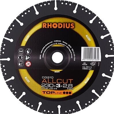 RHODIUS ALLCUT universalus metalinis pjovimo diskas 230mm 2,8X22,2