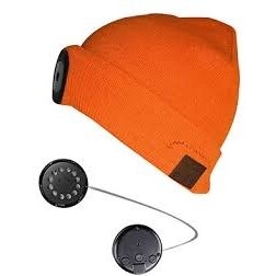 K27 Išmanioji kepurė su LED šviestuvu, bluetooth ausinėmis ir laisvų rankų įranga. Oranžinė.