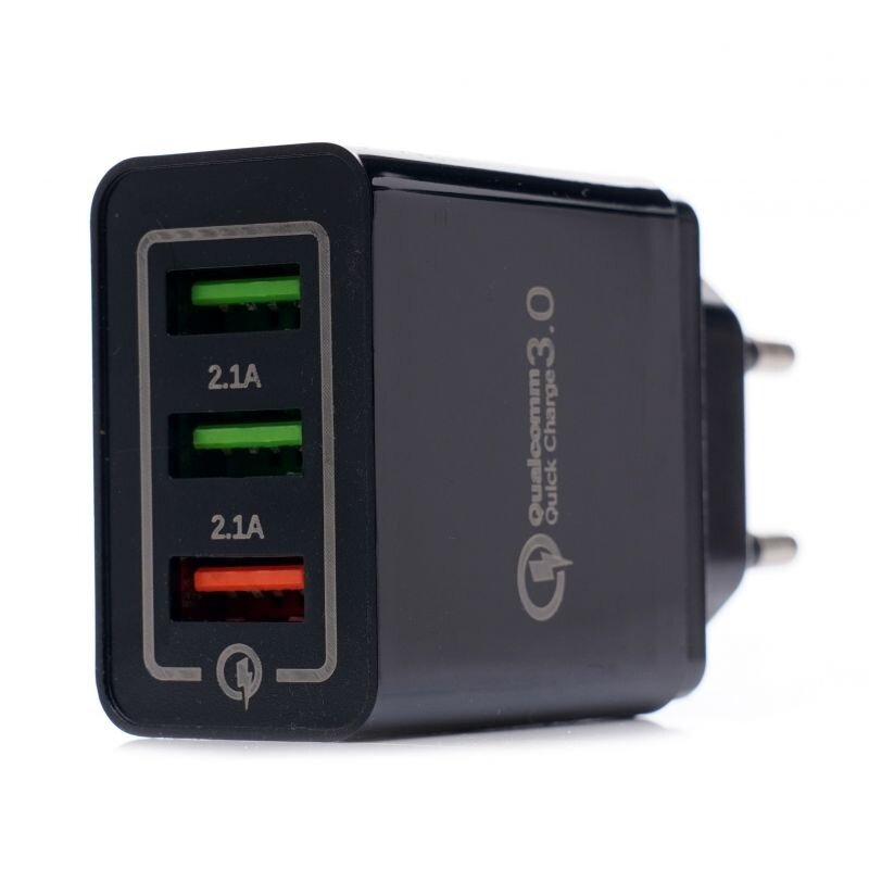 KRAFTDELE USB Įkroviklis su greitu įkrovimu 220V, 2x2.1A 1xQC3.0