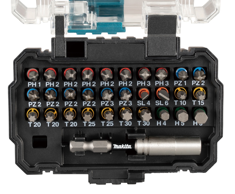 Atsuktuvo antgalių komplektas Makita E-13552 (30 antgalių, magnetinis laikiklis)