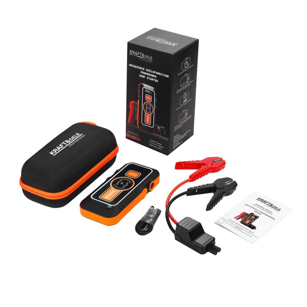 Powerbankas – automobilio paleidėjas su LED žibintuvėliu ir belaidžiu įkrovimu KD5493