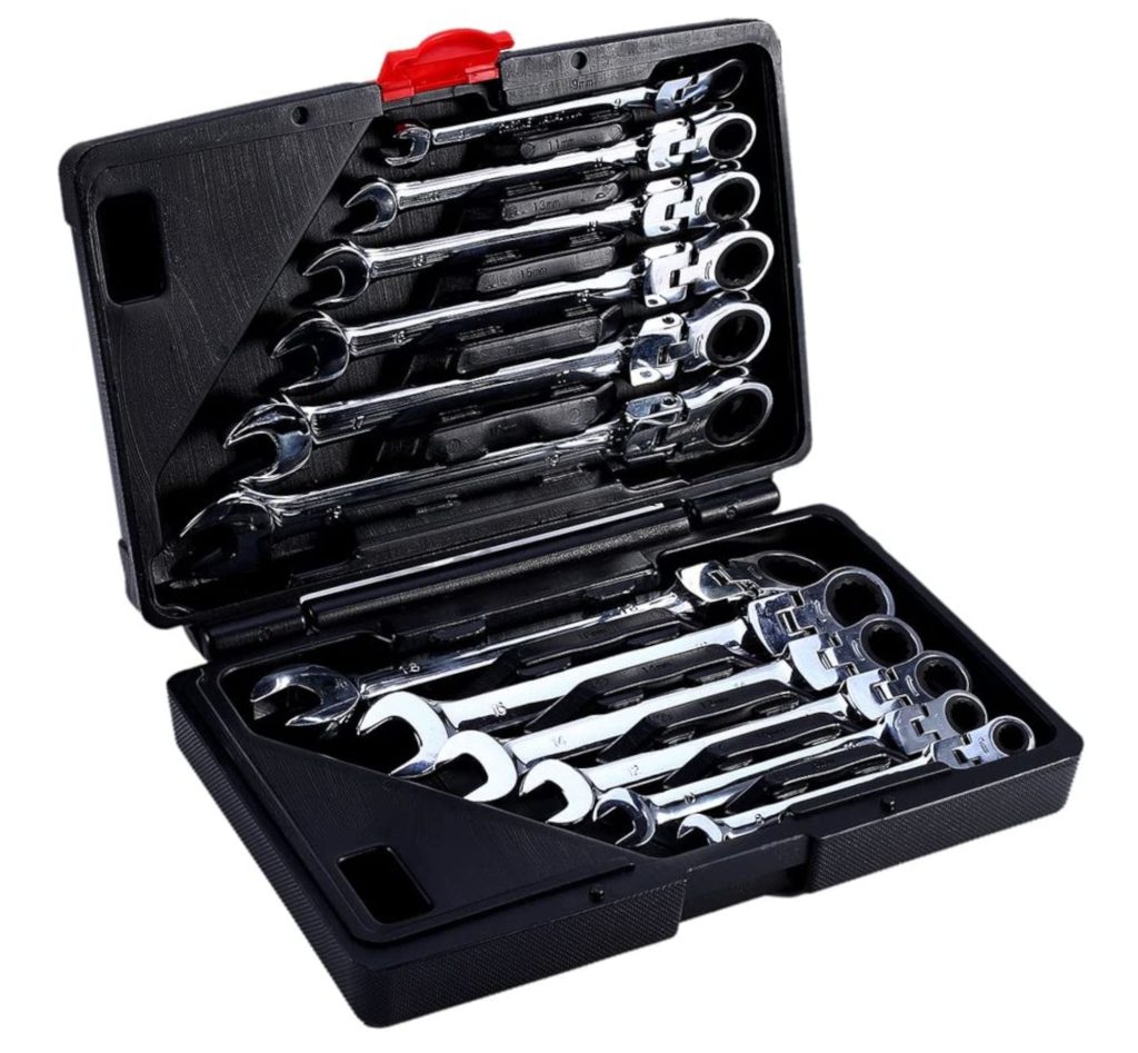 Kombinuotų raktų rinkinys su terkšle 8–19 mm, 12 vnt. KD11304