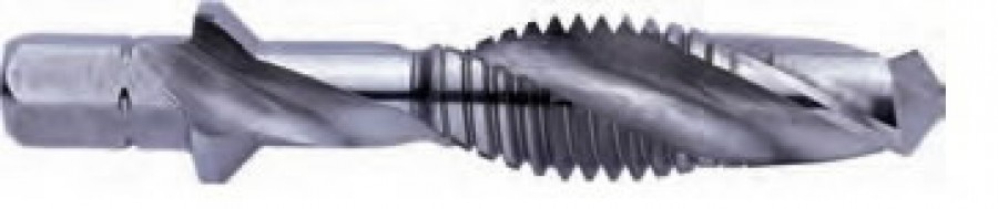 Sriegiklis-grąžtas kombi Bit HSS M6x1,0mm kotelis 1/4 HEX M6x1mm, Exact