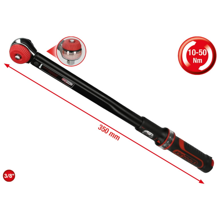 Dinamometrinis raktas ERGOTORQUEprecision 3/8´´, 10-50Nm, KS Tools