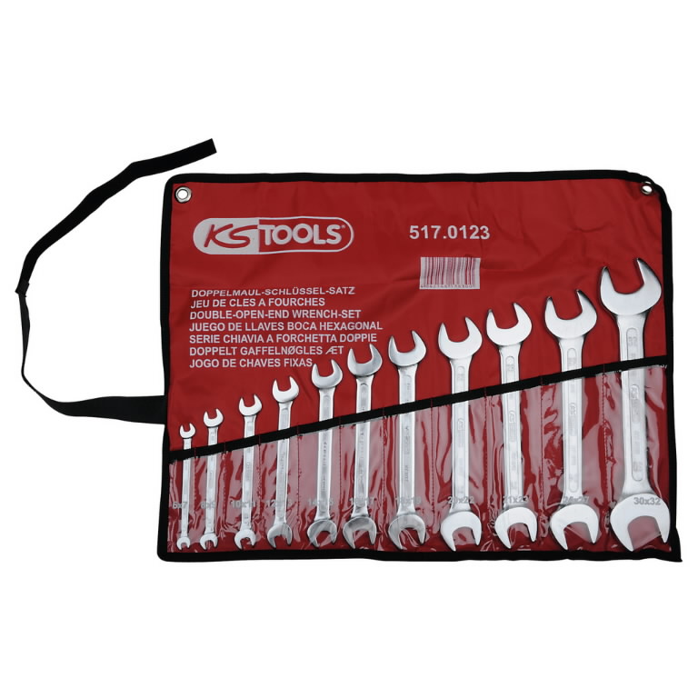 Raktų atvirais galais komplektas, 11vnt, 6x7-30x32mm, KS Tools