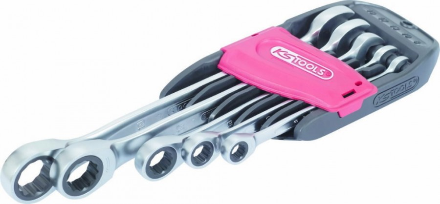 Kombinuotų terkšlinių raktų komplektas 5vnt, 8-19mm, KS Tools