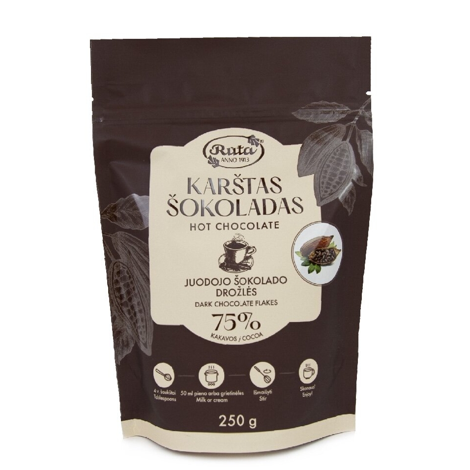 Karštas šokoladas Rūta (75 %),, 250 g