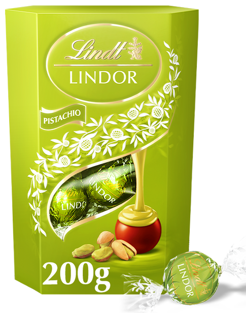 Lindt LINDOR šokoladiniai rutuliukai su pistacijų kremu