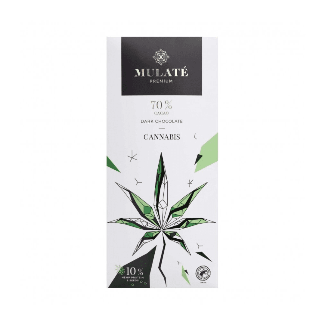 MULATE PREMIUM DARK CANNABIS juodasis šokoladas, 90 g