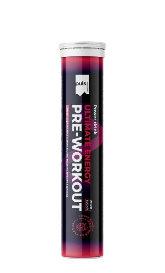 "PULS Pre-workout Raspberry" Pre-workout putojančios tabletės aviečių skonio 'Puls Nutrition' (20tab/10porc)