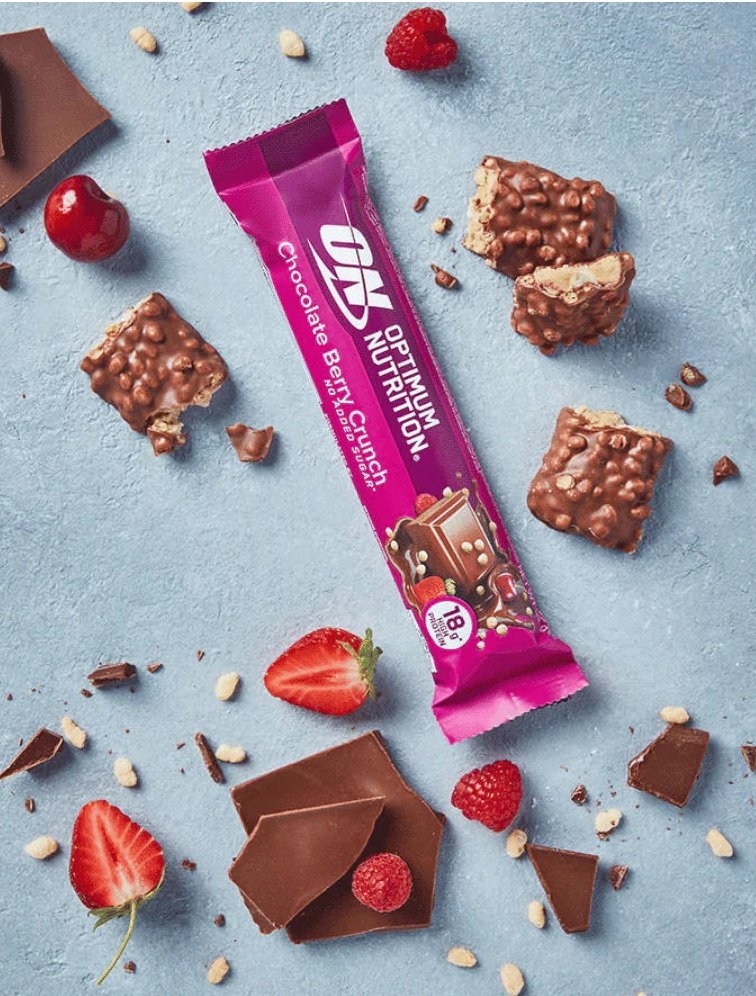 “Chocolate Berry Crunch” Proteininis Batonėlis ‘Optimum Nutrition’ (55g)