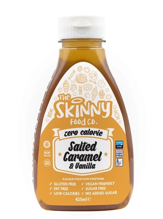 “Salted Caramel & Vanilla” Padažas be Cukraus, Kalorijų ‘Skinny Food’ (425ml)