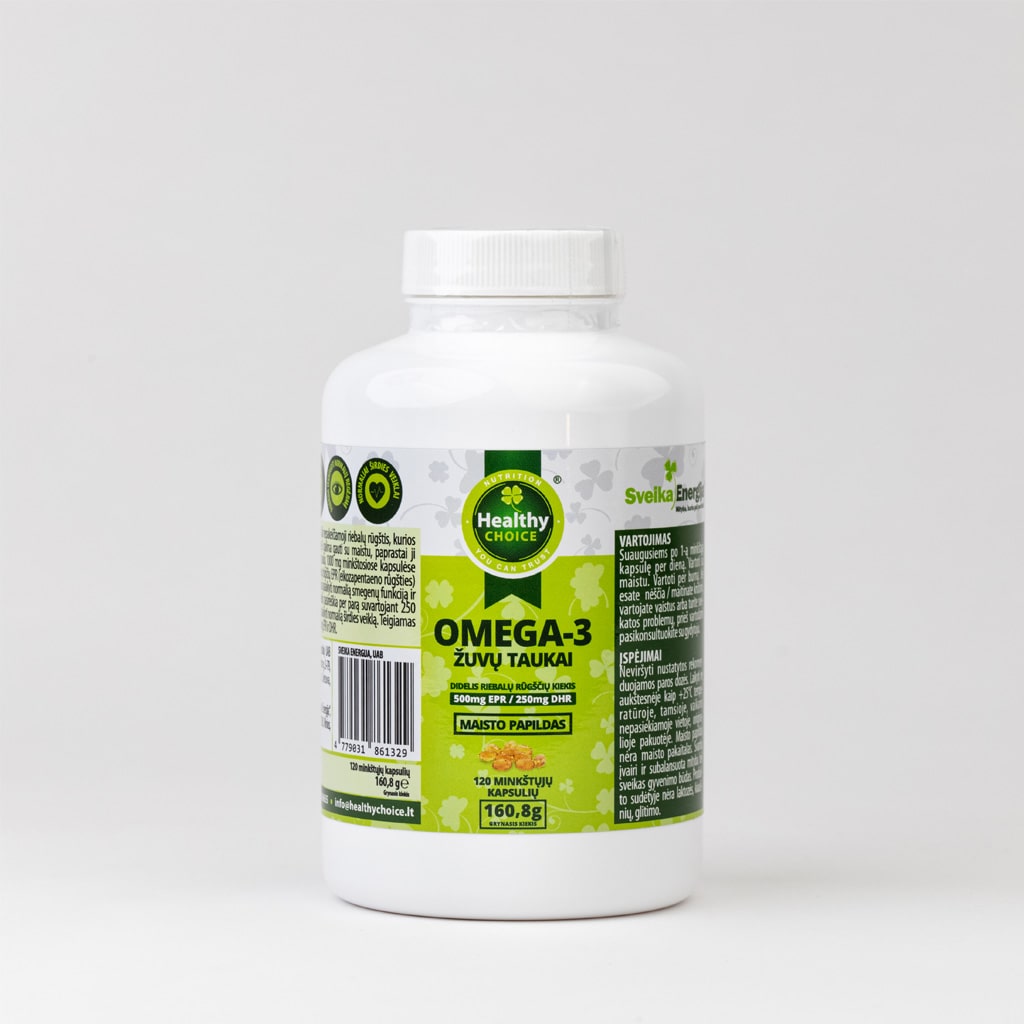 Omega-3 žuvų taukai "Healthy Choice" 120 kapsulių