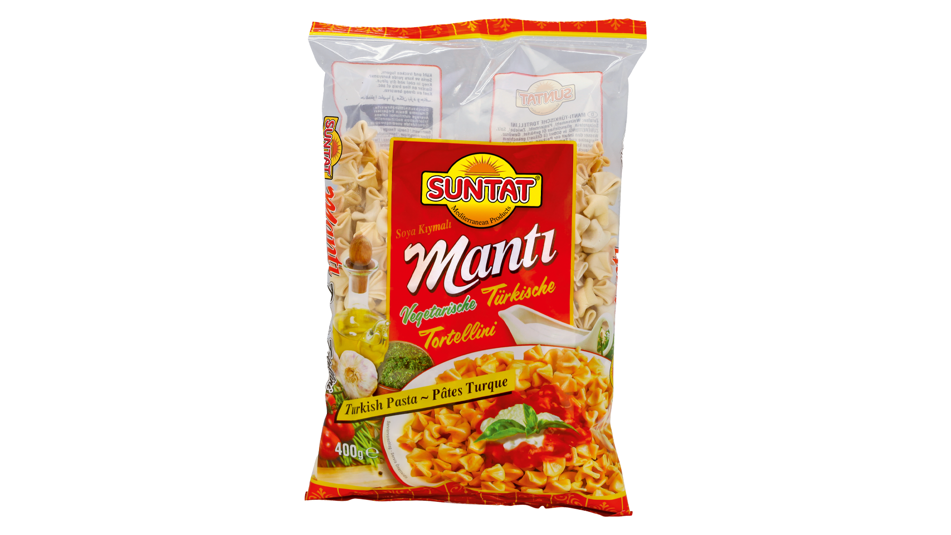 Turkiški makaronai Manti su sojos įdaru SUNTAT, 400 g