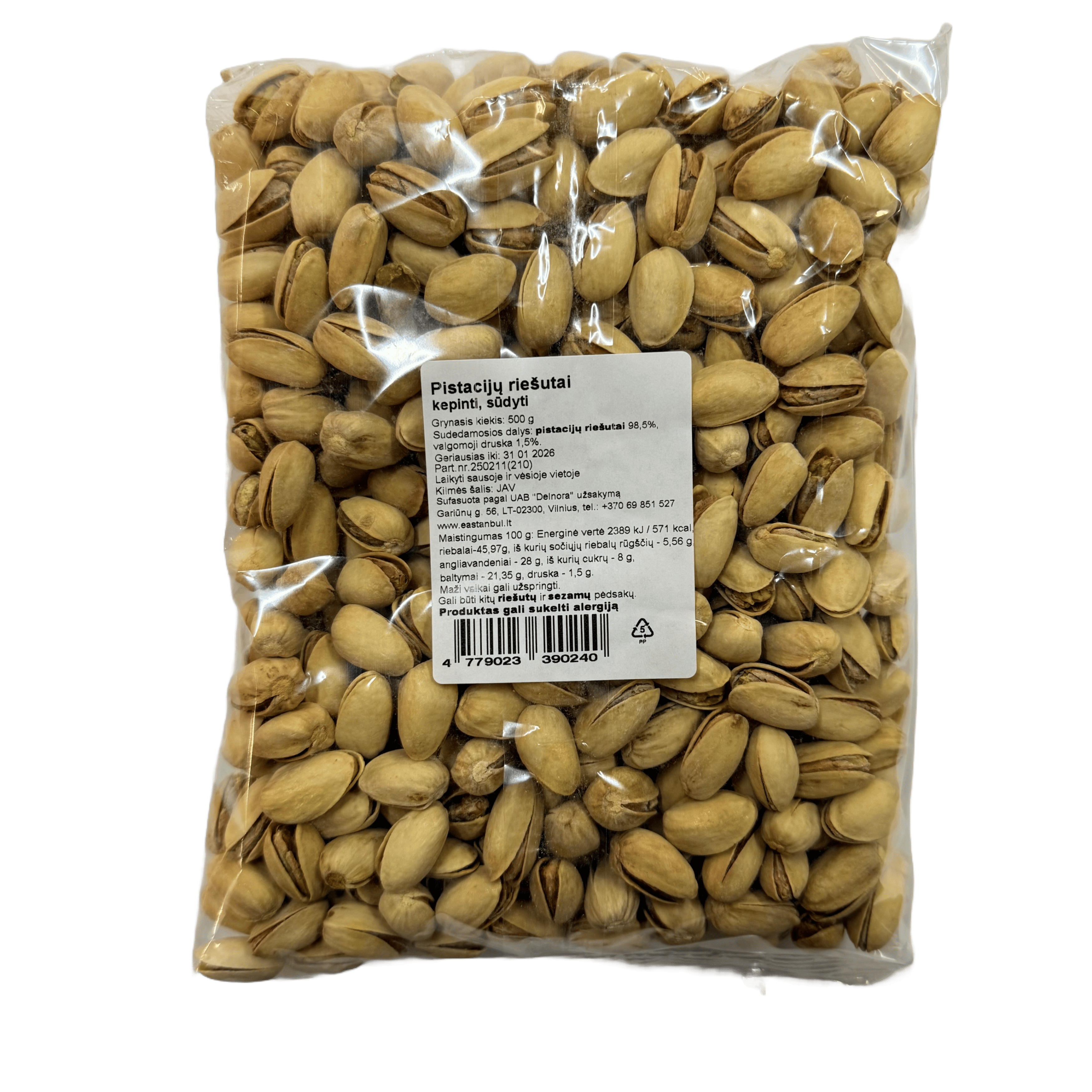 Pistacijų riešutai kepinti (sūdyti), 500g