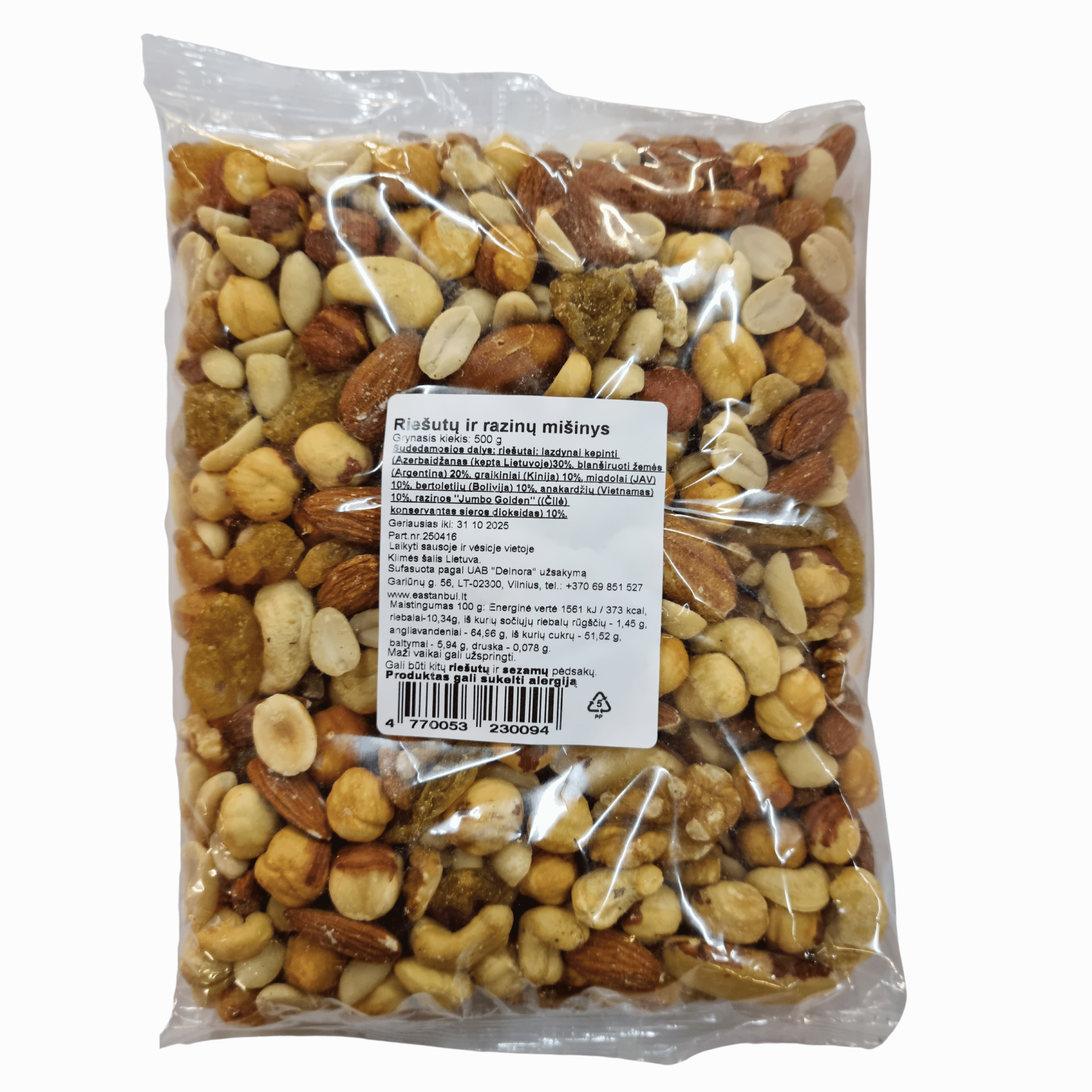 Riešutų mišinys su jumbo razinomis, 500g