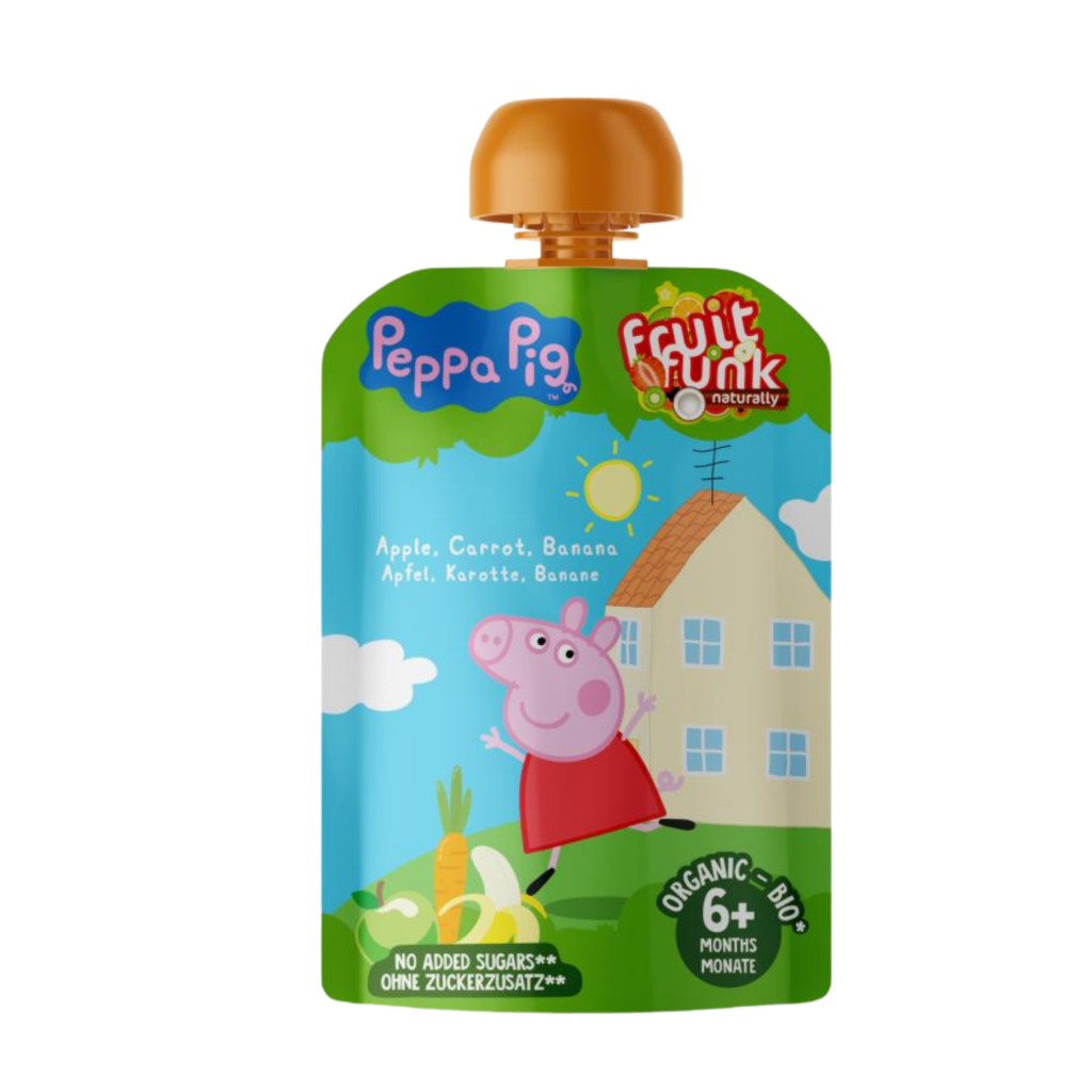 Ekologiška obuolių, morkų ir bananų tyrelė, be pridėtinio cukraus | FruitFunk (90 g)