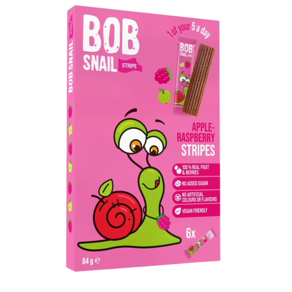 Obuolių - aviečių vaisių juostelės, be pridėtinio cukraus | Bob snail (6 x 14 g)