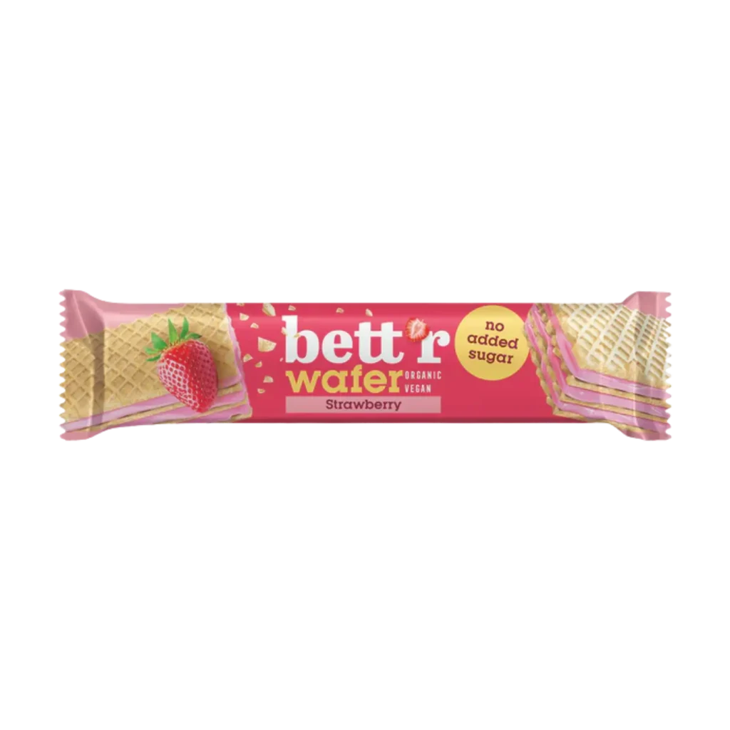 Ekologiškas vafliukas su braškių kremu, be pridėtinio cukraus | BETT'R (30 g)
