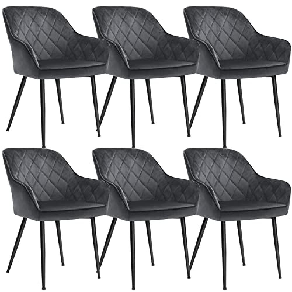 6 valgomojo kėdės su porankiais, metalinės kojos, 62.5x60x85 cm