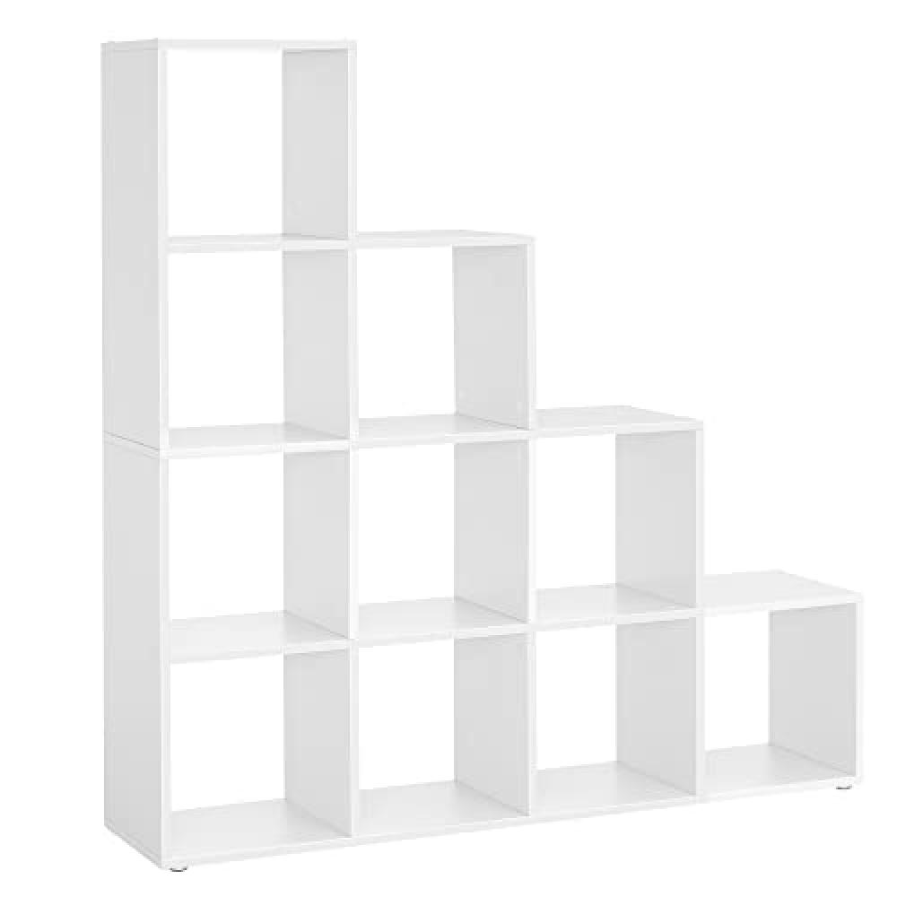 Knygų lentyna su 10 atvirų kubų, laiptų organizatorius, 129,5x29x129,5 cm