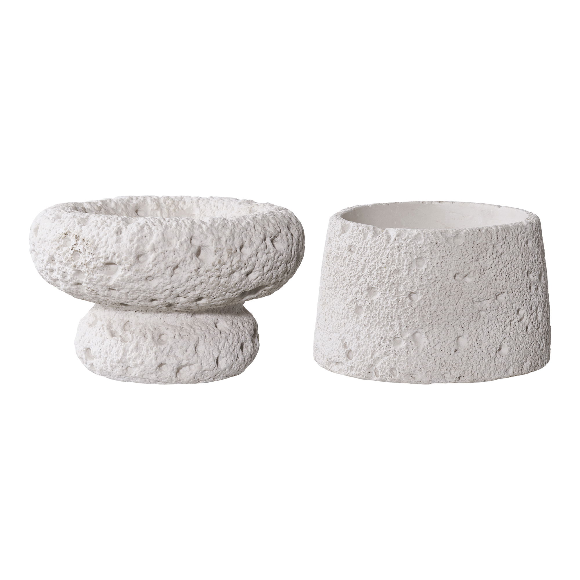 Cementinės žvakidės | 2 vnt. kompl. | 10,5/11,8 x 6,8/7,2 x 10,5/11,8 cm | Pilka
