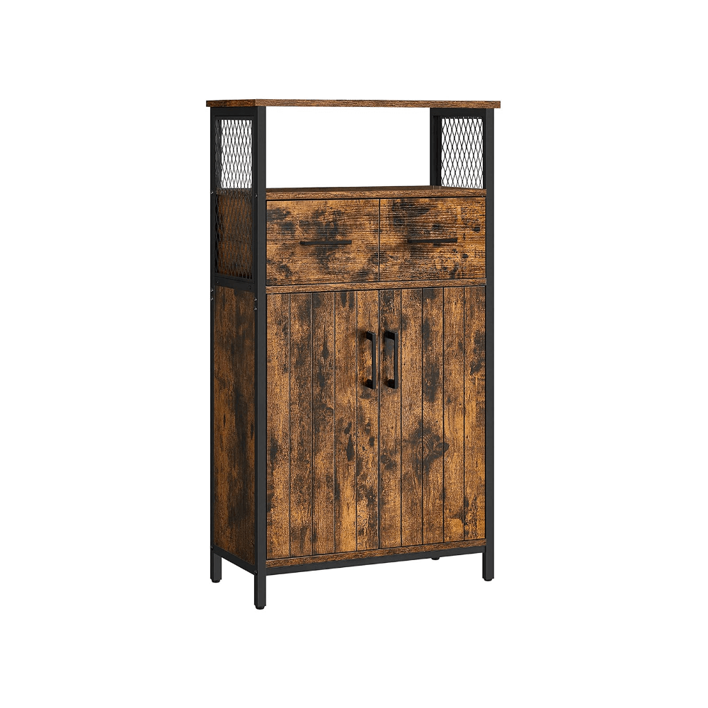 Industrinio stiliaus spintelė | 2 stalčiai | 2 uždaros lentynos | 30 x 60 x 108 cm