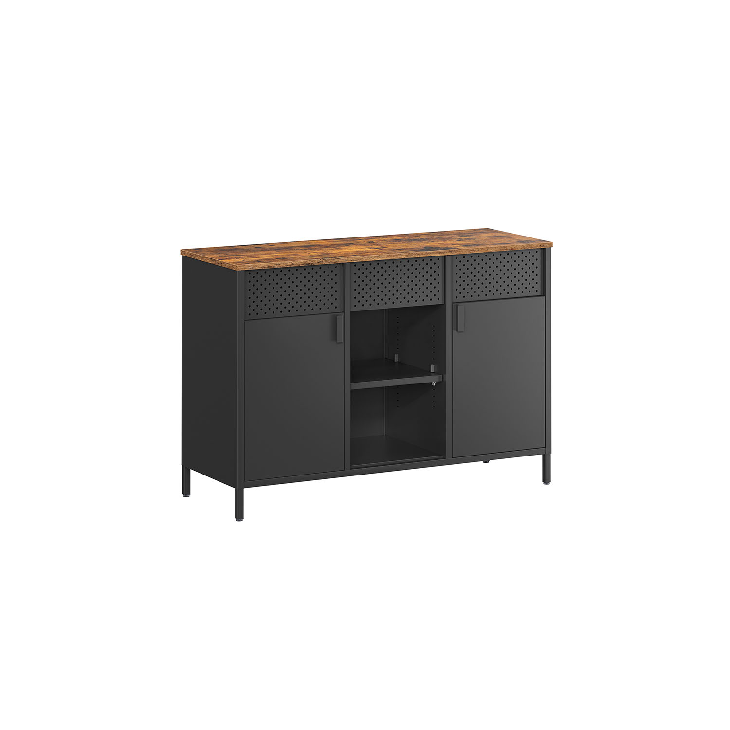 Industrinio stiliaus spintelė su durelėmis ir stalčiumi | 40 x 110 x 76 cm | Juoda, Ruda