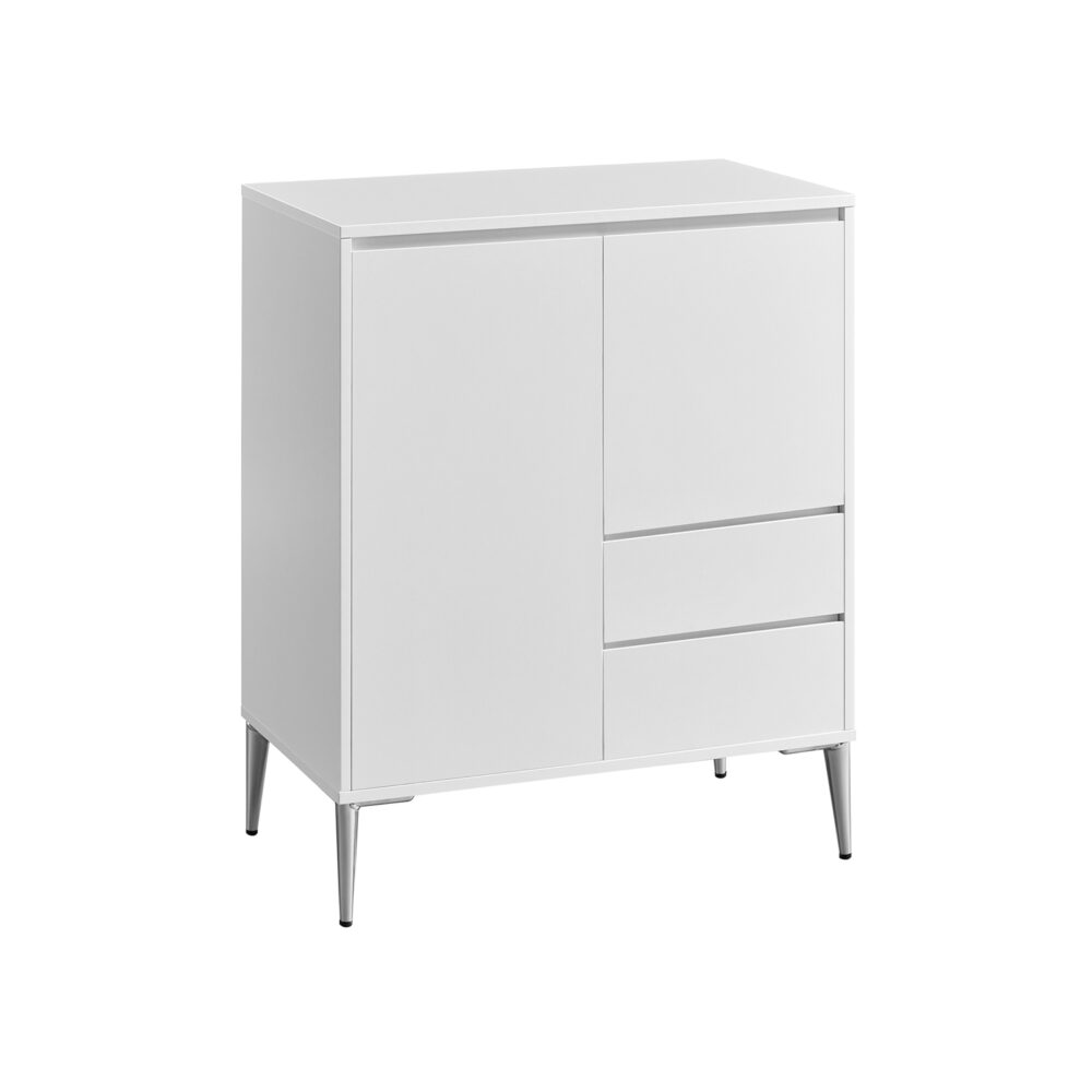 Moderni minimalistinė spintelė | 2 stalčiai | 2 durelės | Balta