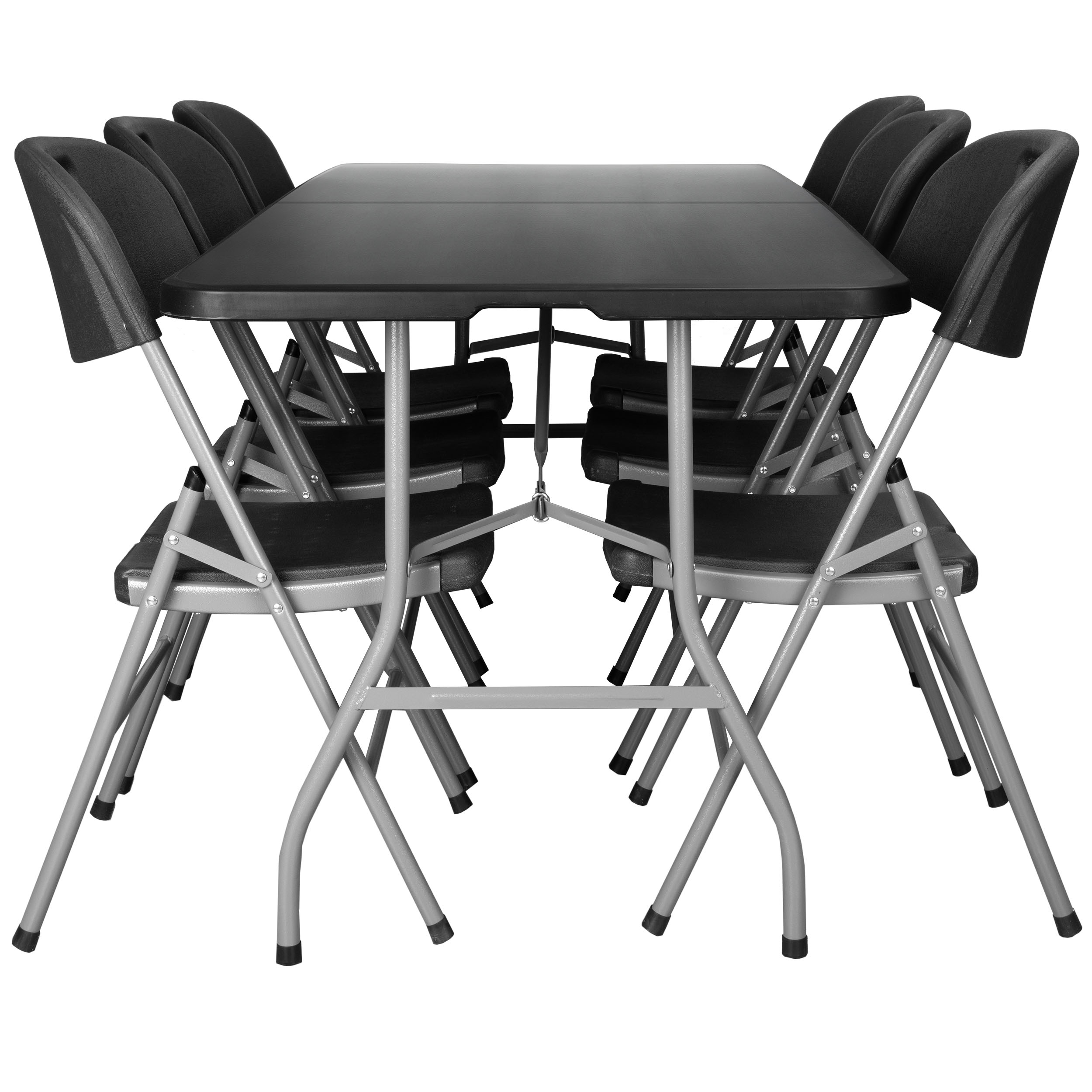 Maitinimo rinkinys FETA BLACK 180 cm stalas + 6 kėdės BLACK