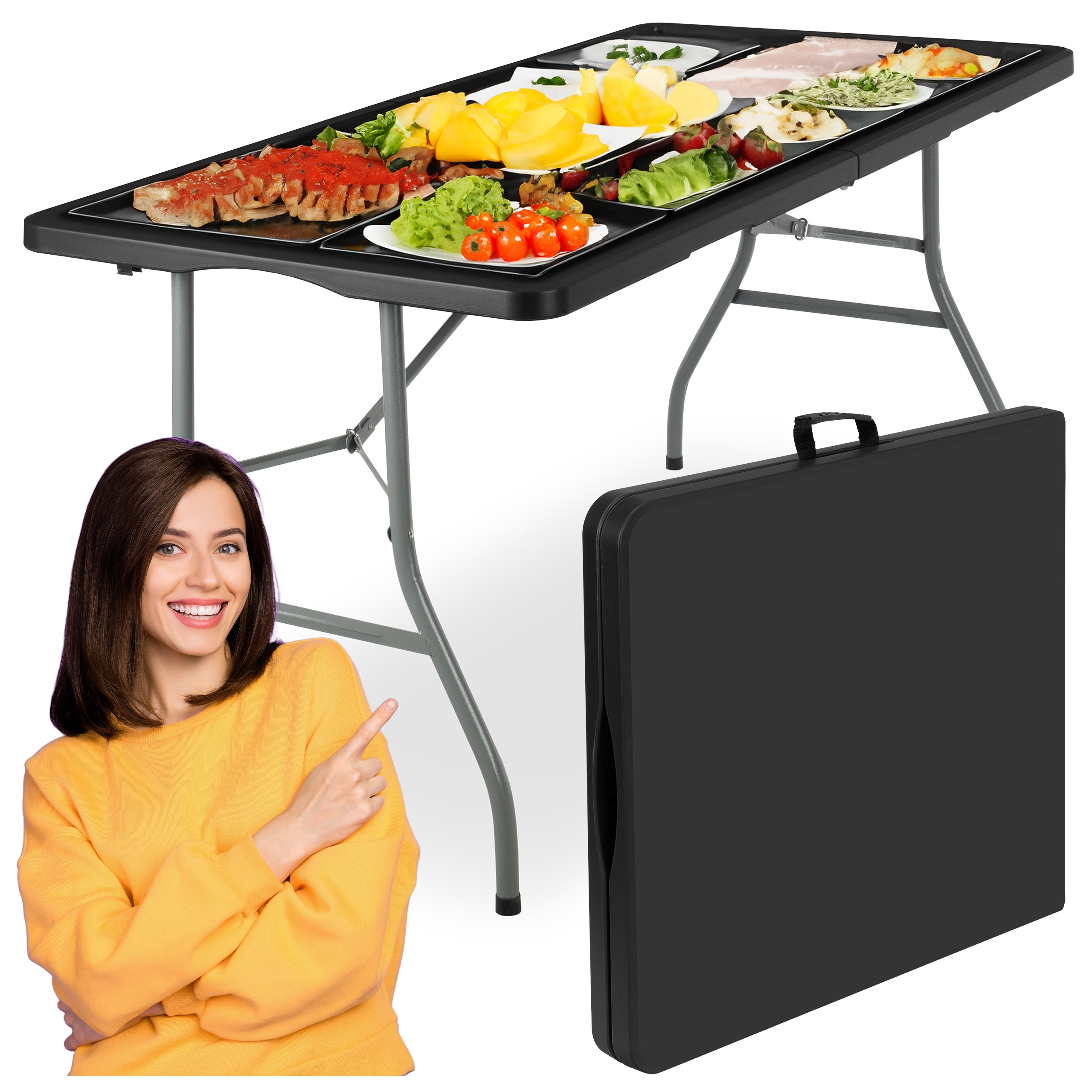 RICO maitinimo stalo sulankstomas dėklas 150 cm juodas