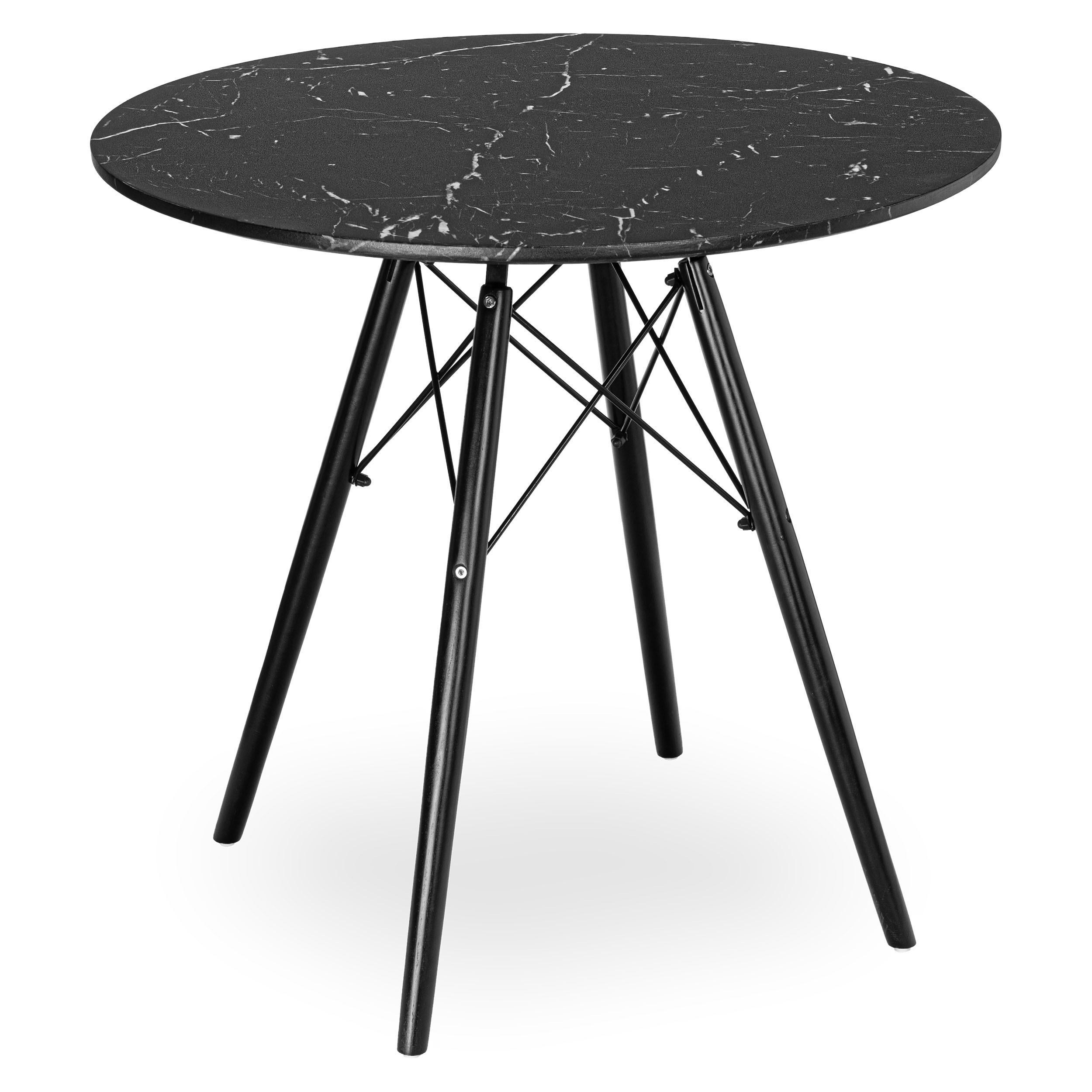 Apskritas stalas PARIS BLACK DTW 80 cm juodo marmuro