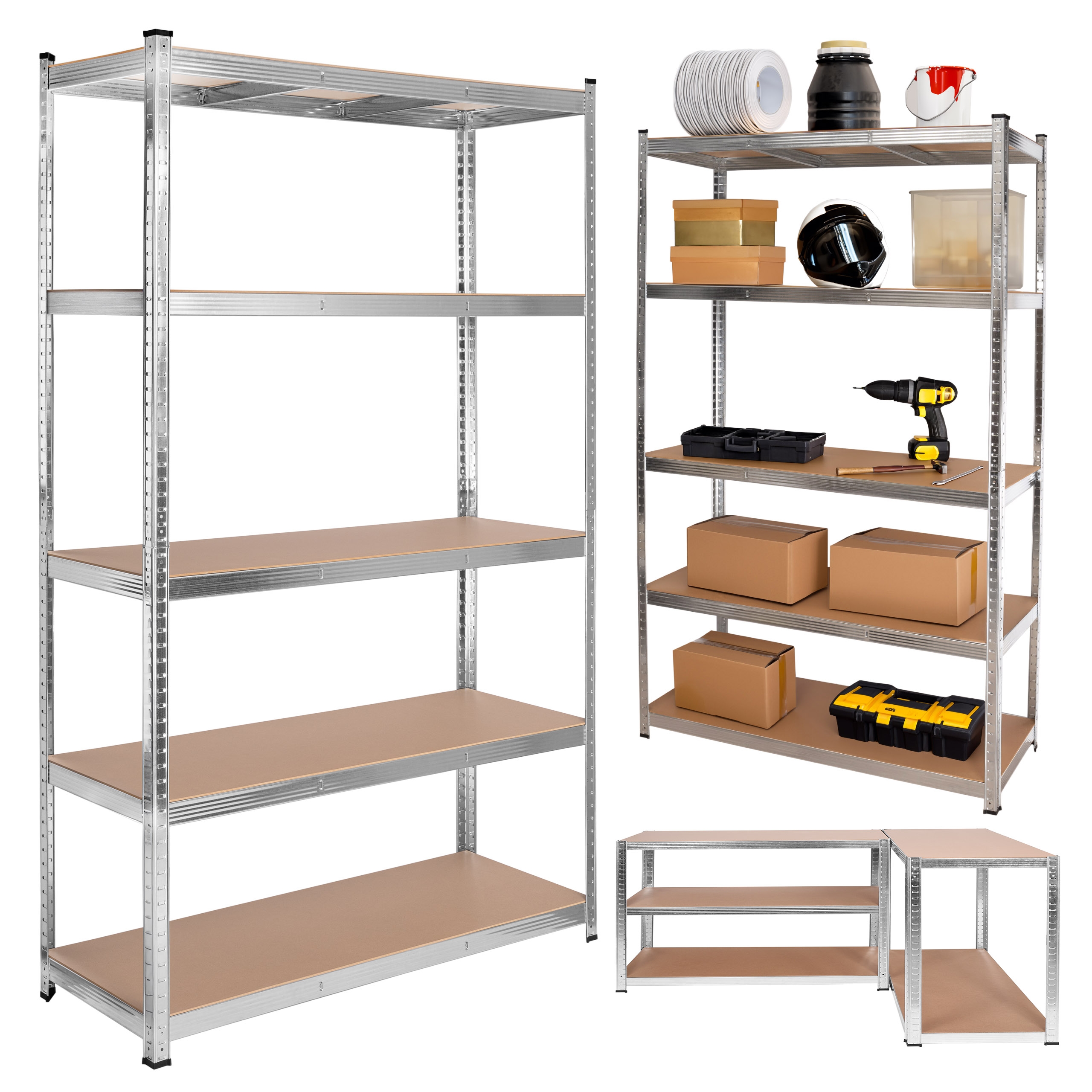 Plieninis sandėliavimo stelažas 200 kg 5 lygių 205x120x45 cm cinkuotas
